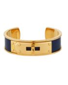 Estate Kelly Leather Cuff Bracelet, Navy