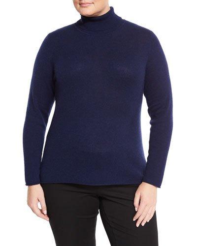 Cashmere Turtleneck Sweater, British Blue,