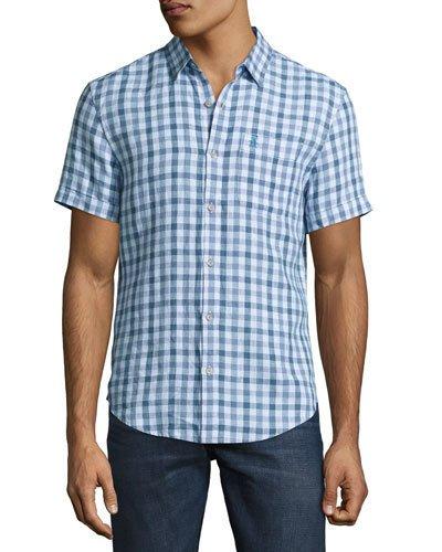 Short-sleeve Linen Gingham