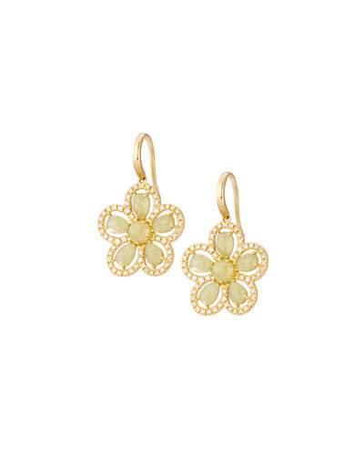 Margherita 18k Yellow Gold Diamond & Yellow Sapphire Floral Drop Earrings