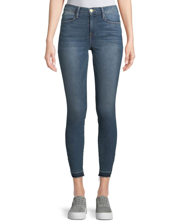 Le High Skinny Jeans W/ Triangle-cut Hem