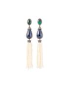 Emerald, Sapphire & Pearl Tassel Earrings