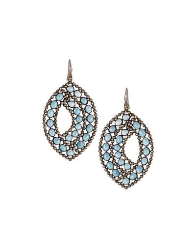 Blue Topaz & Diamond Open Marquise Drop Earrings