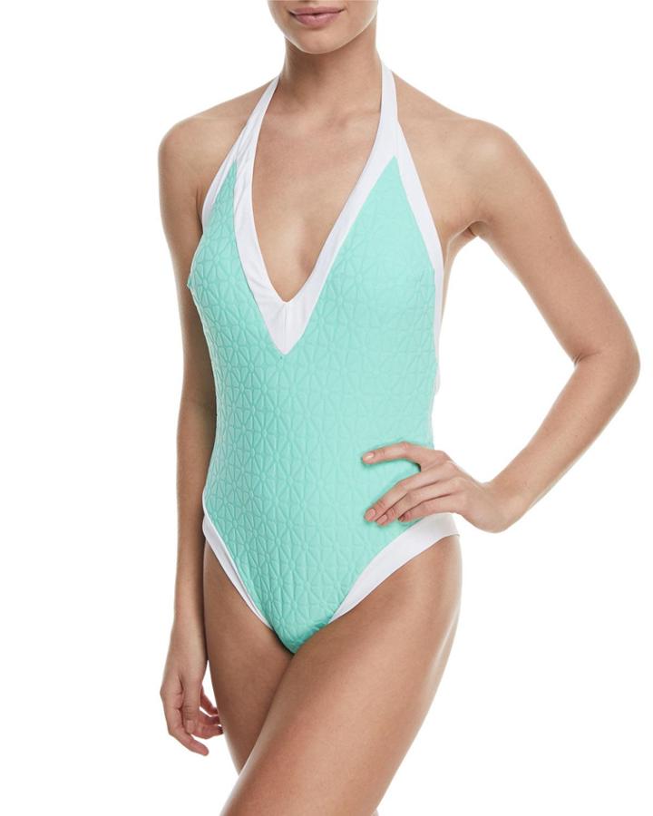 Sunshine Jacquard V-plunge One-piece