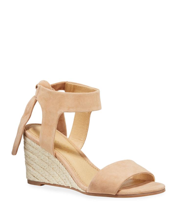 Tesla Suede Tie-back Wedge Espadrilles