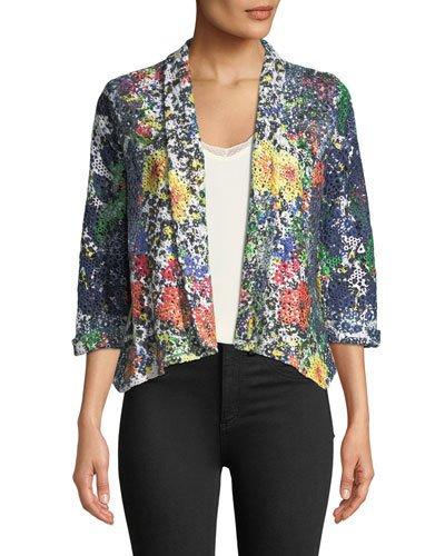 Floral-print Crochet-lace Jacket