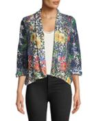 Floral-print Crochet-lace Jacket