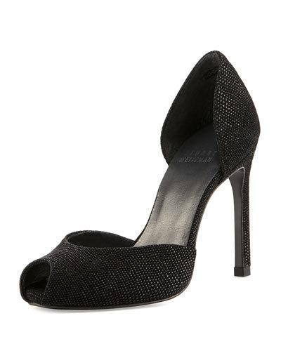 Divorcee D'orsay Peep-toe Pump, Black