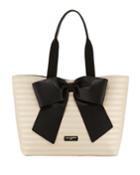 Kris Straw Tote Bag With Bow