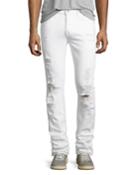 Axel Distressed Slouchy Skinny Jeans, White