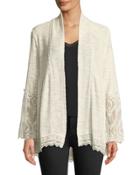 Lace-trimmed Bell-sleeve Cardigan