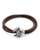 Men's Leather Bracelet W/ Silver Bull Head