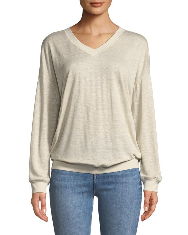 Long-sleeve V-neck Jersey Tee