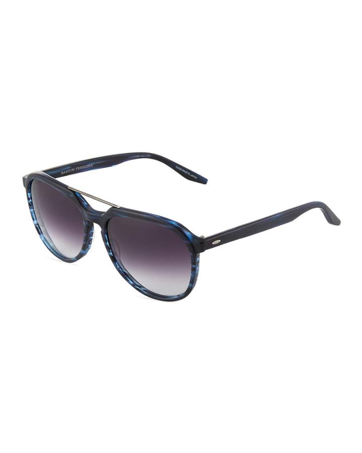 Bulger Acetate Teardrop Aviator Sunglasses, Matte Midnight Pewter
