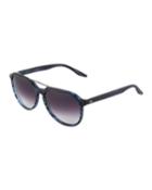 Bulger Acetate Teardrop Aviator Sunglasses, Matte Midnight Pewter