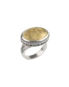 Carved Two-tone Oval Ring,