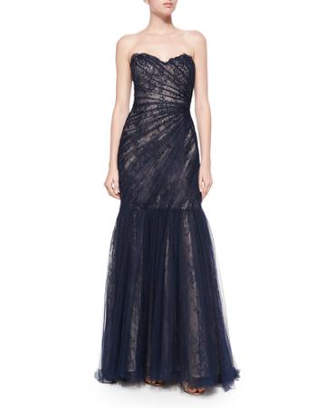 Strapless Lace & Tulle Trumpet Gown