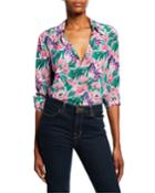 Floral Crepe De Chine Button-down