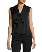 Tie-neck Blouson Tank, Black