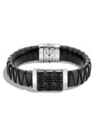 Men's Classic Chain Bracelet W/ Leather & Black Onyx,