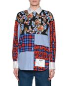 Plaid Patch Button-front Top