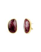 24k One-of-a-kind Ruby Post Earrings