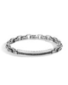 Men's Classic Chain Sterling Silver Bracelet With Black Sapphire/spinel