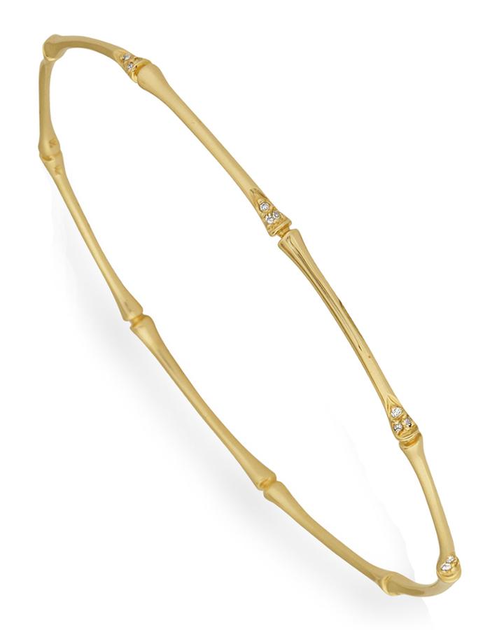 14k Diamond Bamboo Bangle