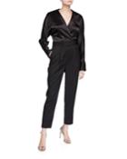 Carlens Long-sleeve Satin-bodice Wool Jumpsuit