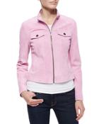 Suede Jean-style Jacket, Pink