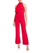 High-neck Wide-leg Jumpsuit With Ruffle