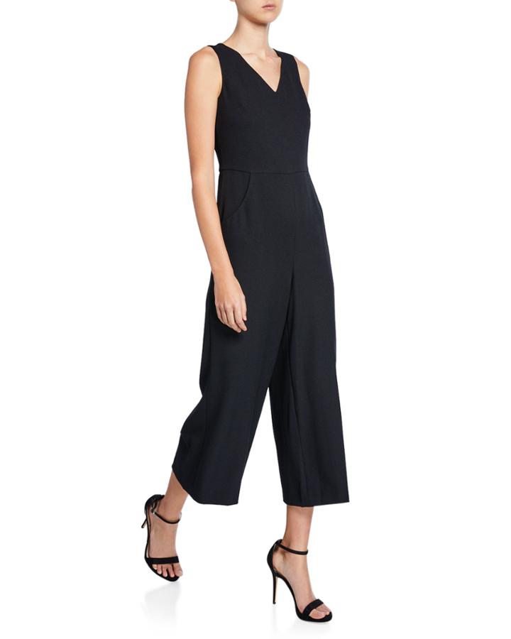Crepe Cropped Wide-leg Jumpsuit
