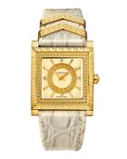 30mm Dv-25 Square Watch W/ Diamonds & Leather