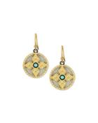 18k Mosaic Diamond Cross Earrings