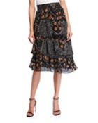 Zonel Floral-print Tiered Ruffle