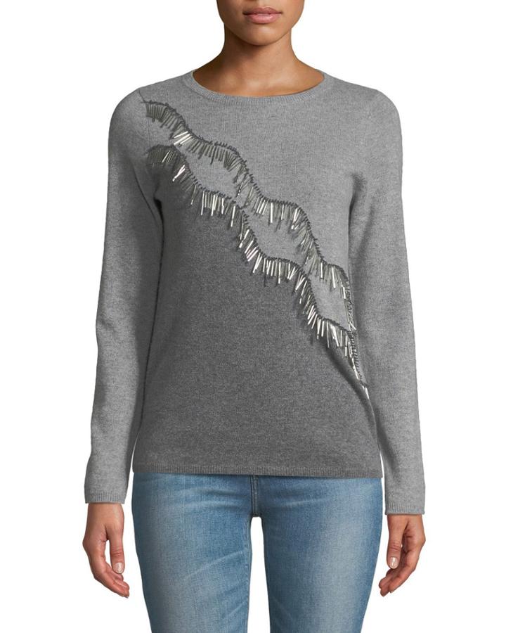 Cashmere Bugle Bead-embellished