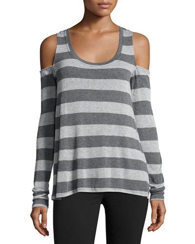 Striped Cold-shoulder Top