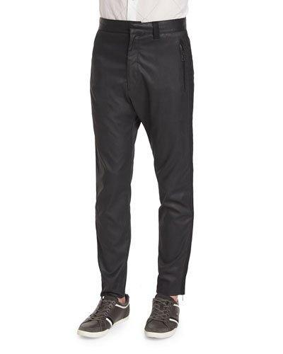 Zander Coated Stretch-knit Track Pants, Black