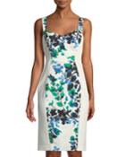 Sadie Floral-paneled Bustier Dress, Blue
