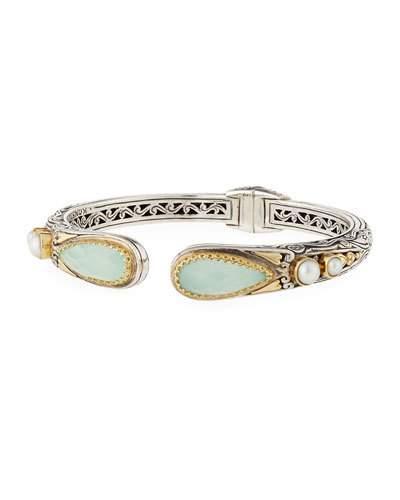 Sea Blue Agate-tip Hinge Bracelet
