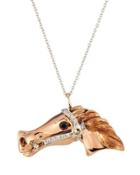 18k Rose & White Gold Diamond Horse Pendant Necklace