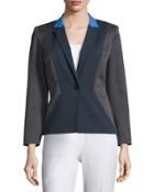 Regan Polka-dot One-button Jacket, Ink/multi