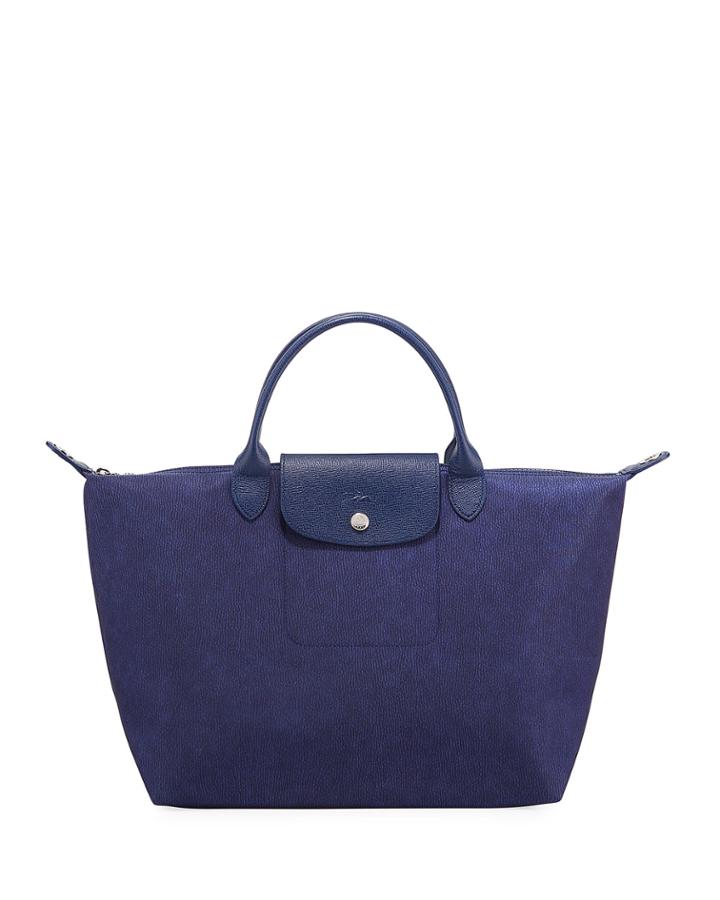 Le Pliage Neo Denim-print Top-handle Bag