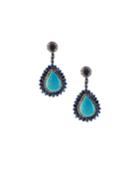 Turquoise, Kyanite & Diamond Drop Earrings