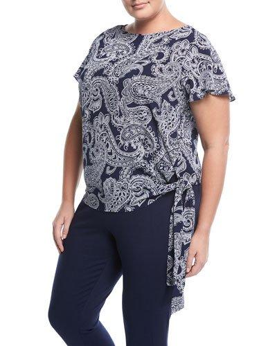 Paisley-print Side-tie Top,