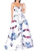 Strapless Bejeweled-print Ball Gown With Pockets