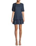 Round-neck Short-sleeve Speckled-dot Silk