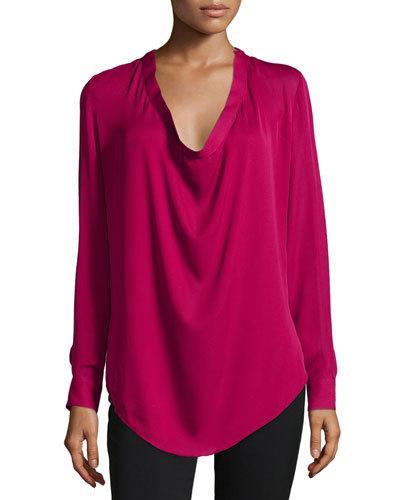 Return Of The Cowl Long-sleeve Blouse, Garnet