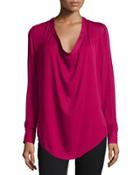 Return Of The Cowl Long-sleeve Blouse, Garnet