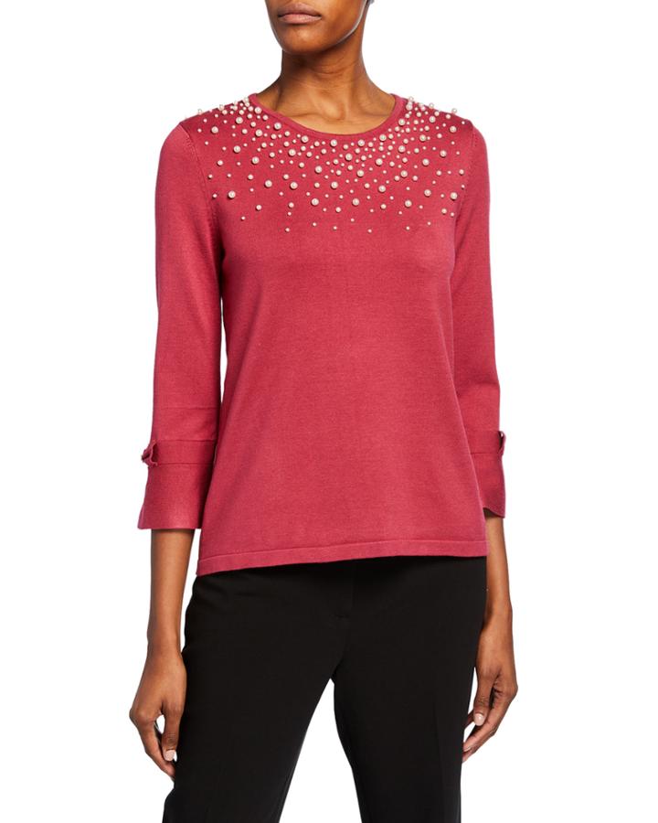 Pearlescent-embellished Bell-sleeve